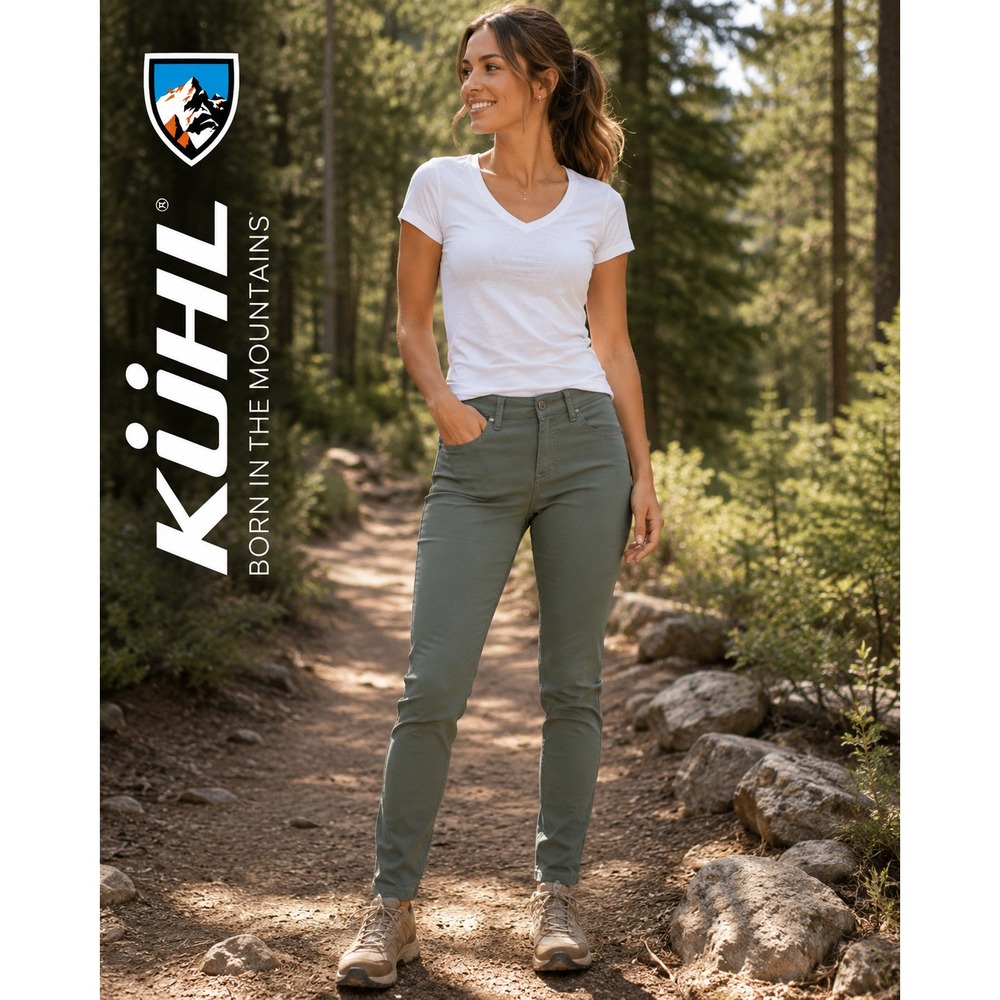 Kuhl‎ Kontour Skinny Pants Womens 6 Sage Green Hiking Outdoor Stretch Mid Rise